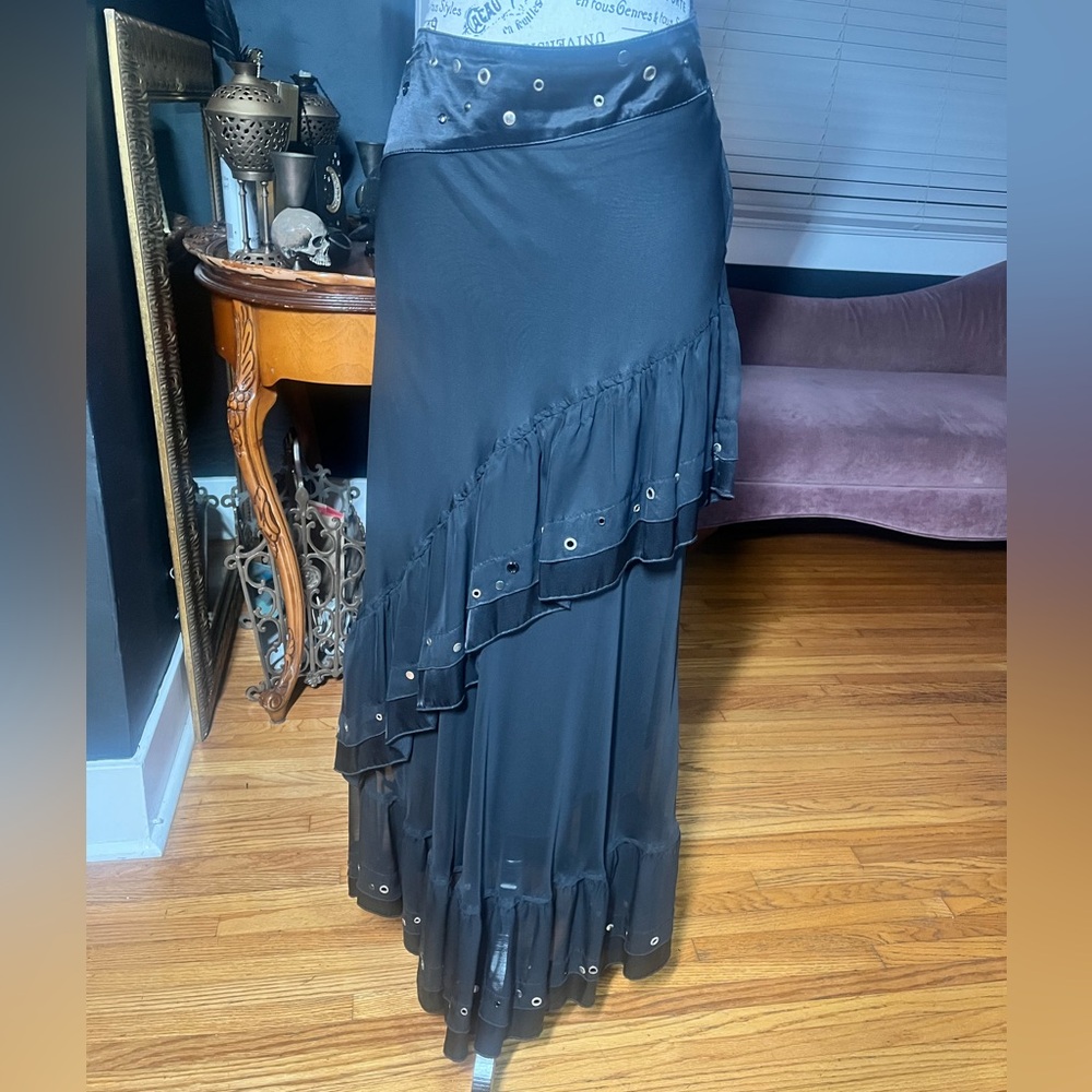 Vintage “LipService” Chiffon and and grommet “Y2K maxi skirt!!  .